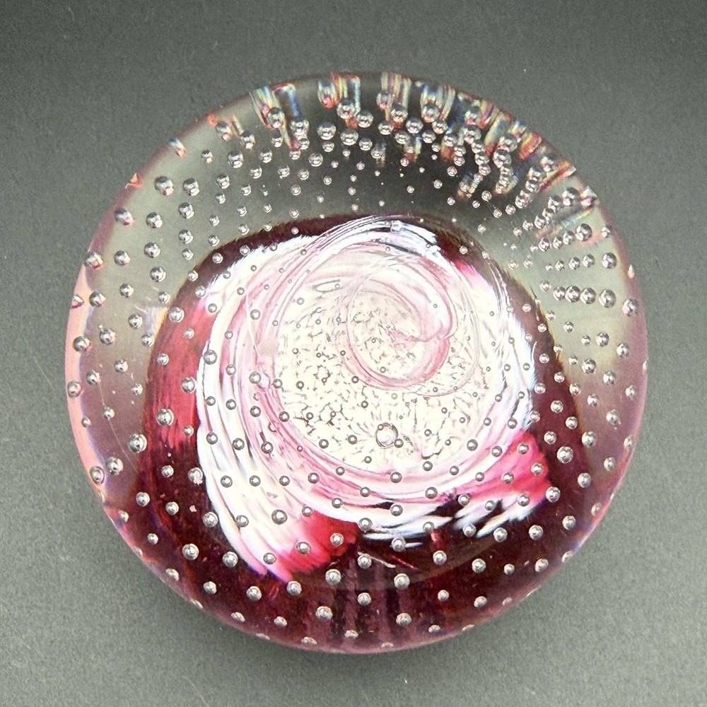 Caithness Cauldron Scotland Pink Ribbon Swirl Glass Paperweight P63758 1982 - Picture 5 of 12